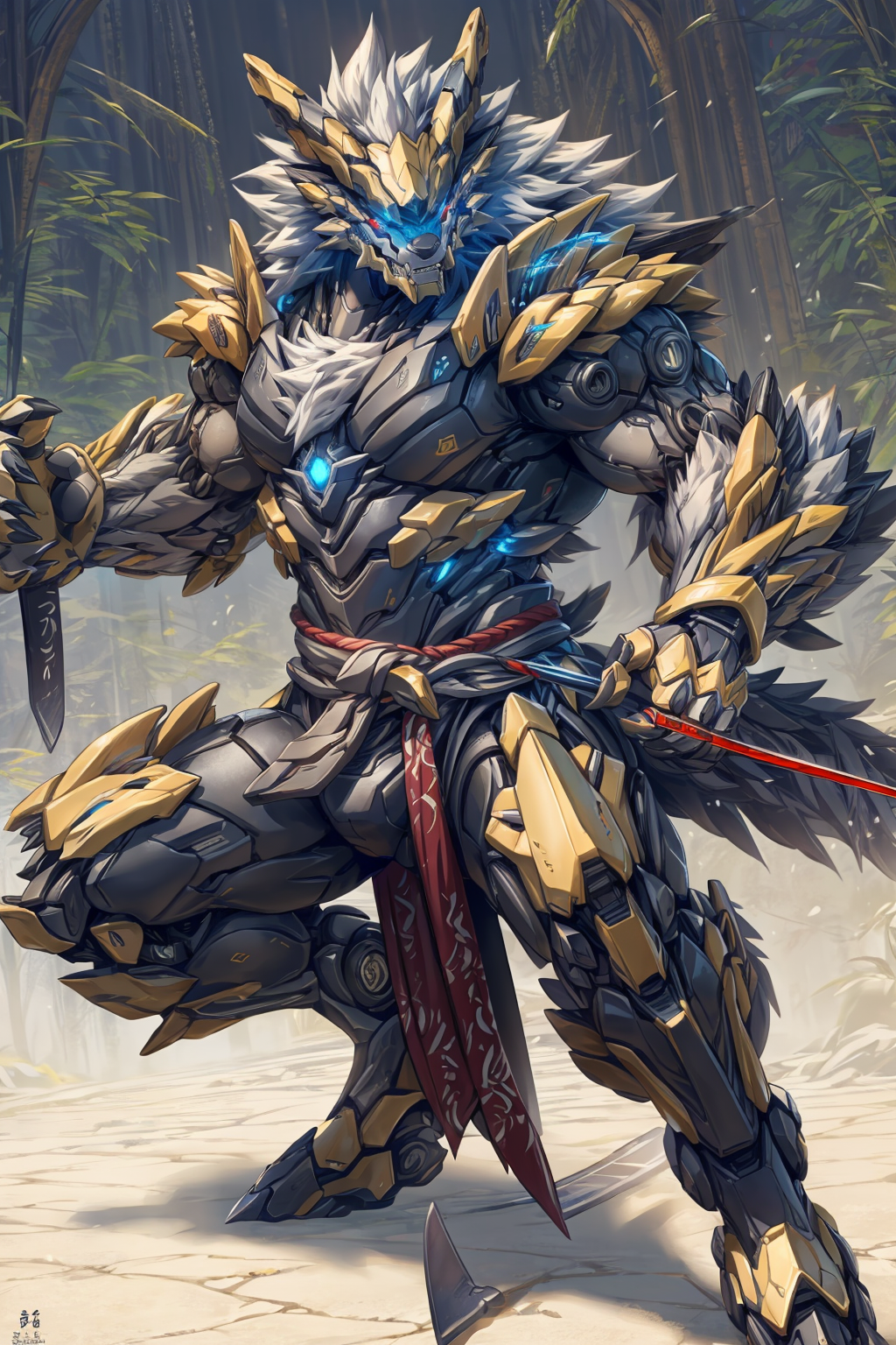 00359-654662264-long shot, [zinogre_mecha], mecha,robot, no humans,warframe, samurai armor, samurai,holding katana,fighting pose,angry face, sna.png